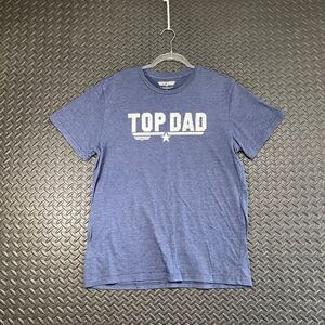 Top Gun Top Dad Navy Blue Graphic Print Casual Wear Comfort T Shirt Men's Size L
